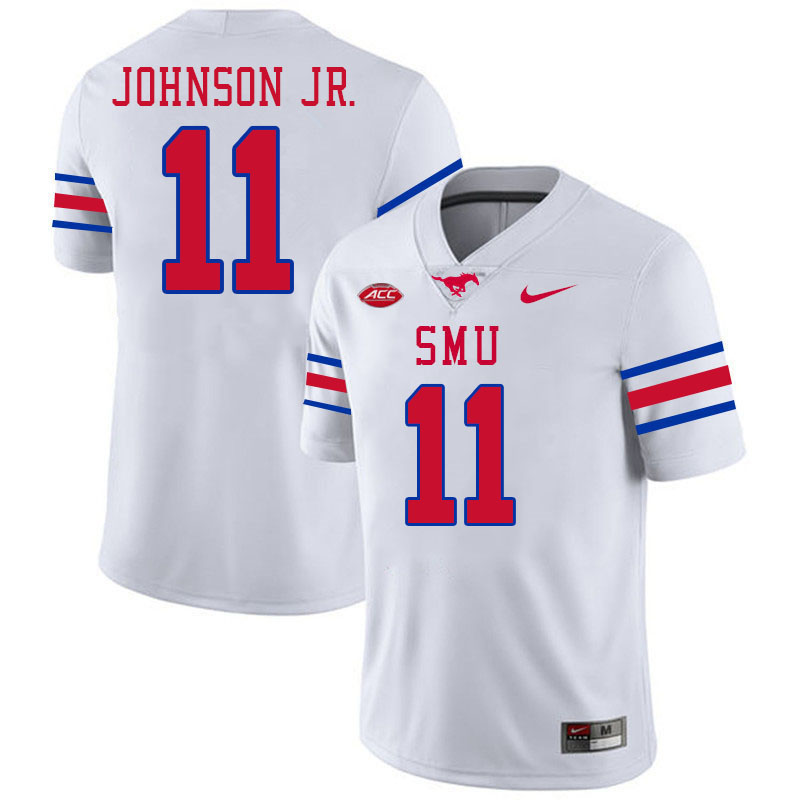 SMU Mustangs #11 LJ Johnson Jr. College Football Jerseys Stitched Sale-White